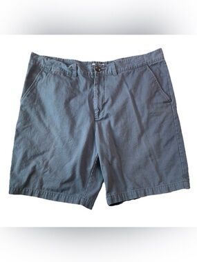Merona Men's Size 40 Chino Shorts Gray Flat Front 100% Cotton 9.5" Inseam Preppy